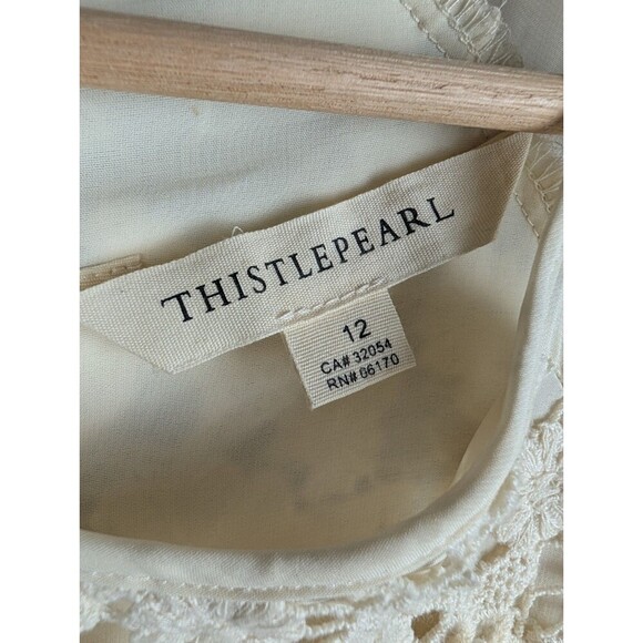 Anthropologie Thistlepearl Dress Floral Embroidered Beige 12 - Picture 3 of 8